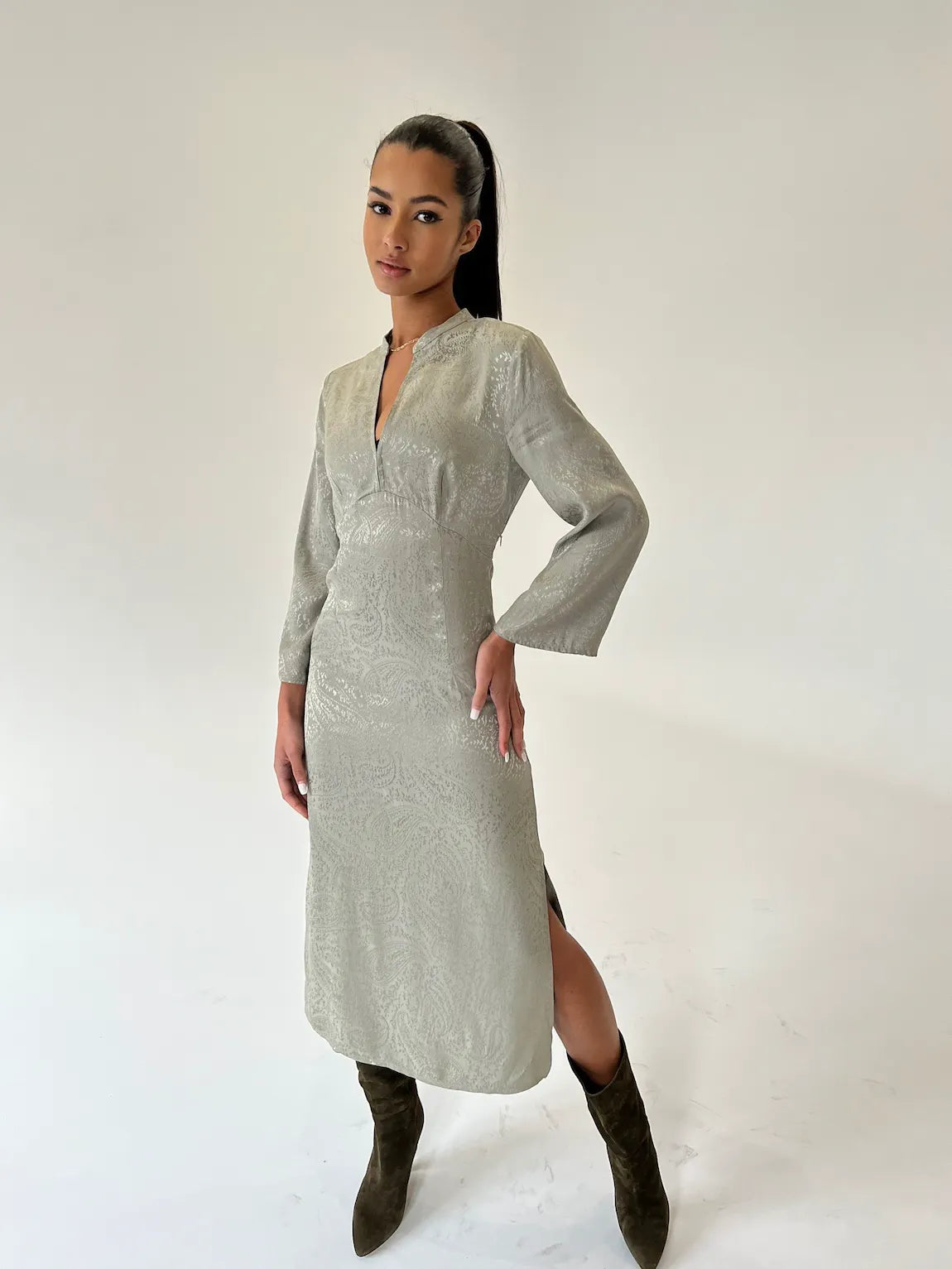 Paisley Slit Dress, Kleid, Damenbekleidung, Viskose, Attire Stories, Fashion Shop, MaxMila Paris